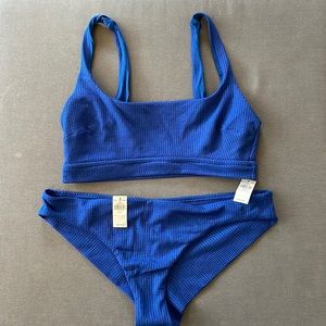 NWT Aerie Waffle Jeweled Blue Bikini Large